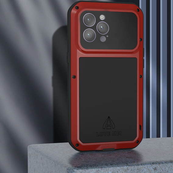 Love Mei Telefontok a iPhone 14 Pro Max, armored with glass, piros