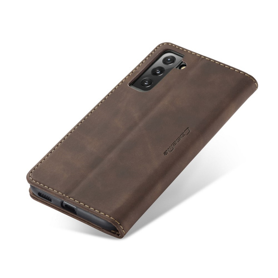 CASEME tok Samsung Galaxy S22 5G, Leather Wallet Case, kávé
