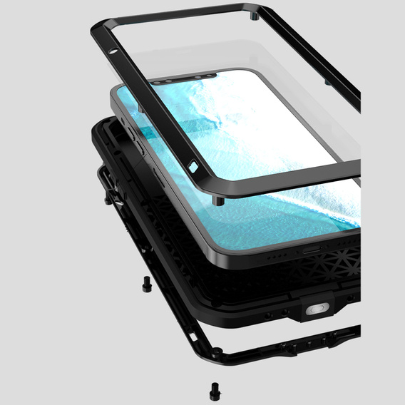 Love Mei Telefontok a iPhone 12 Pro Max, armored with glass, fekete