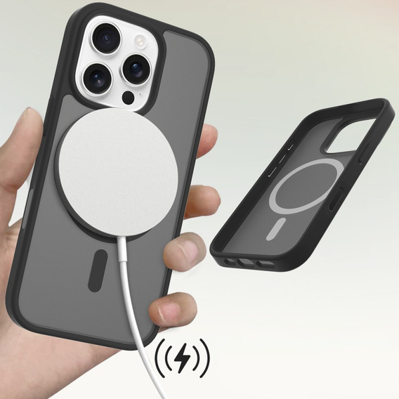 ERBORD MagSafe tok iPhone 16 Pro-hoz, Matte Case, aktív gomb, matt / fekete