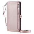 Pattintható tok a Xiaomi Redmi 14C / Xiaomi Poco C75, Wallet Zipper Pocket, rózsaszín