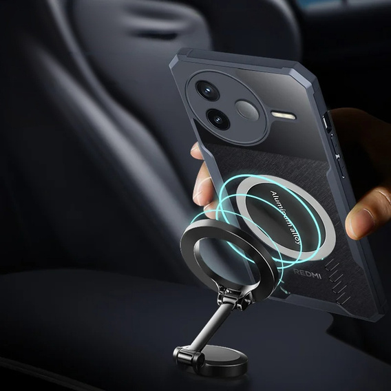 Tok Xiaomi Redmi Note 14 Pro/Pro+ 5G, mágneses lemezzel, átlátszó / fekete