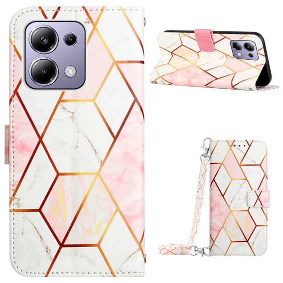 Pattintható tok a Xiaomi Redmi Note 13 Pro 4G / Xiaomi Redmi Note 14S / Xiaomi Poco M6 Pro 4G, Wallet, Marble rózsaszín