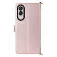 Tok patenttal a Samsung Galaxy S25 Edge-hez, Crossbody Leather Wallet, rózsaszín