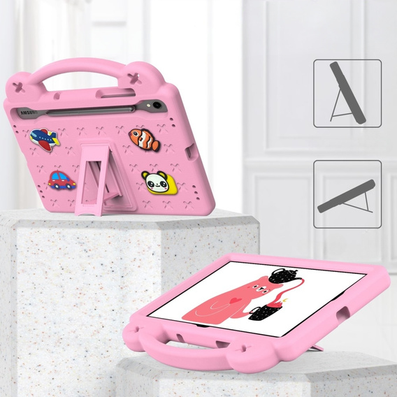 Gyermek tok Samsung Galaxy Tab S7/S8/S9, Cute Patterns, állvánnyal, rózsaszín
