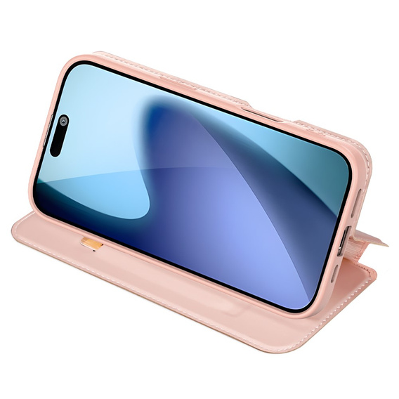 Dux Ducis tok iPhone 17 készülékhez, Skin Pro, patenttal, kártyafoglalattal, rózsaszínű