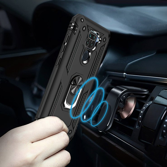 Páncélozott telefontok a Xiaomi Redmi Note 9, Nox Case Ring, fekete