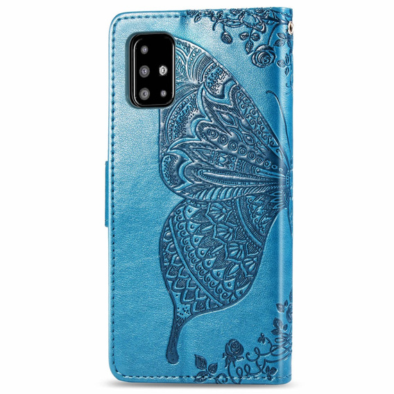 Pattintható tok a Samsung Galaxy A51 4G, Butterfly, kék