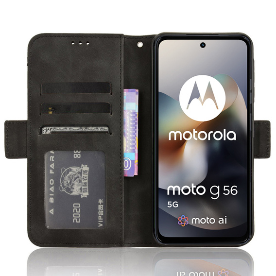 Pattintható tok a Motorola Moto G56 5G, Card Slot, fekete