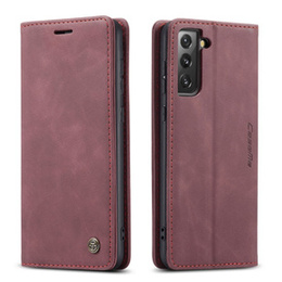 CASEME tok Samsung Galaxy S21 FE, Leather Wallet Case, piros