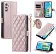 Flap tok Samsung Galaxy A16, Rhombus Crossbody Leather, rózsaszín rose gold