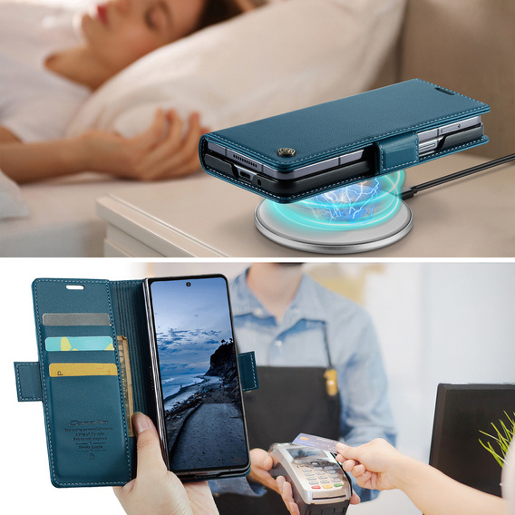 CASEME Litchi pénztárca flip tok Samsung Galaxy Z Fold7 5G számára