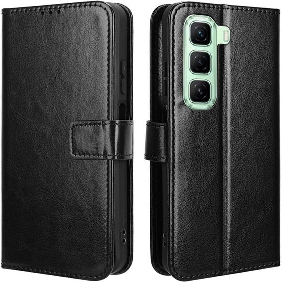 Pattintható tok a Infinix Hot 50 4G, Crazy Horse Wallet, fekete