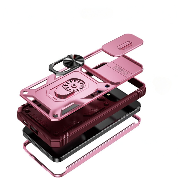 Telefontok a Samsung Galaxy S24+ Plus, CamShield Slide, rózsaszín / piros