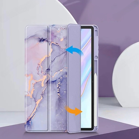Tok Samsung Galaxy Tab S10 FE+ Plus, Smartcase Hybrid, tolltartó résszel, Marble lila