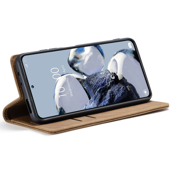 CASEME tok Xiaomi 12T / 12T Pro, Leather Wallet Case, barna