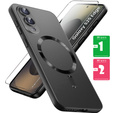 Tok Samsung Galaxy S25 Edge, ColorMag, MagSafe-hoz, fekete + 9H edzett üveg