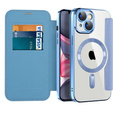 Pattintható tok a iPhone 15 Plus, RFID Wallet MagSafe CamShield, kék
