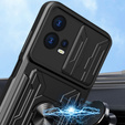 Páncélozott tok a Motorola Edge 30 Fusion 5G, Camera Slide Card Slot, fekete
