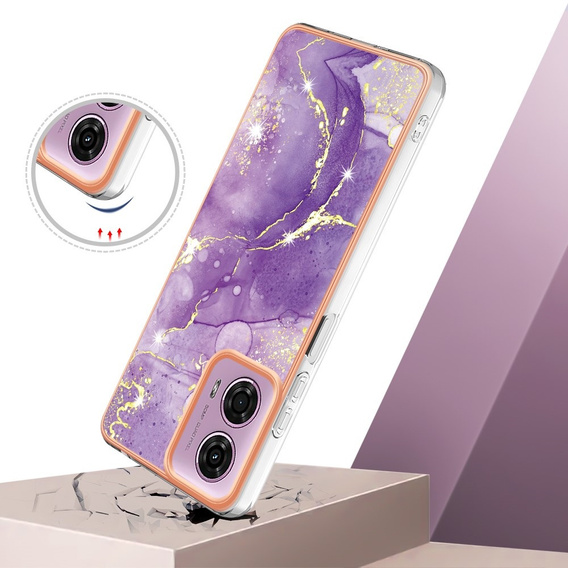 Védő tok Motorola Moto G24 / G24 Power / G04, Marble Slim Case, sötétlila