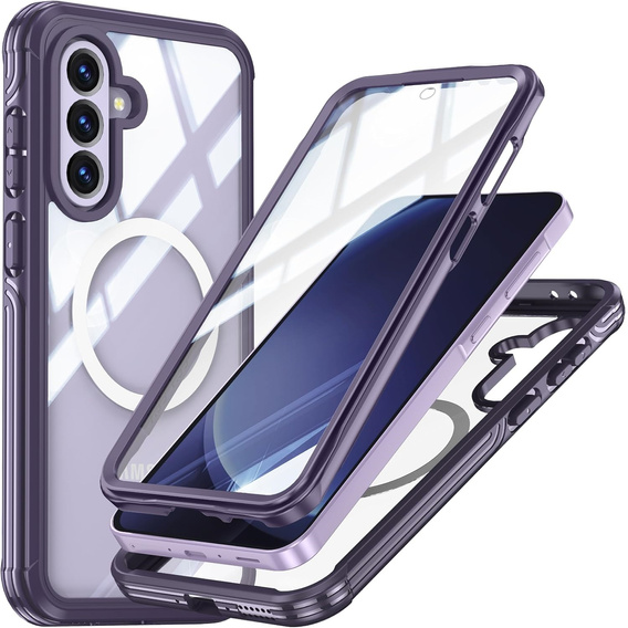 Tok Samsung Galaxy A36 / Samsung Galaxy A56-hoz, Shockproof, üveggel, MagSafe-hoz, lila