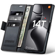Tok Xiaomi 14T Pro, ERBORD Glossy Litchi, pénztárca patenttal, fekete