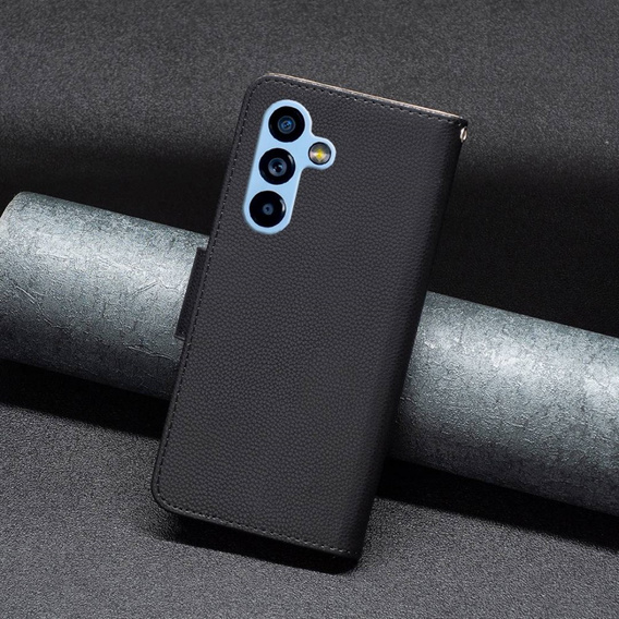 Pattintható tok a Samsung Galaxy A54 5G, Wallet Litchi Magnet, fekete