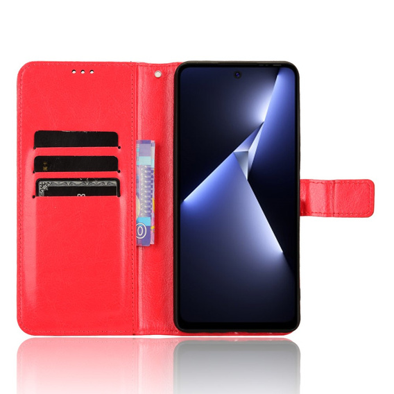 Pattintható tok a Tecno Pova 5 Pro 4G, Crazy Horse Wallet, piros