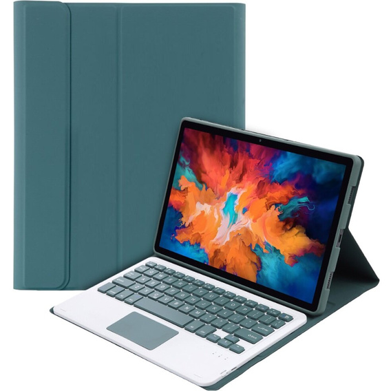 Tok + billentyűzet Lenovo Tab P11 J606F / Tab P11 5G, TouchPad Keyboard, sötétzöld