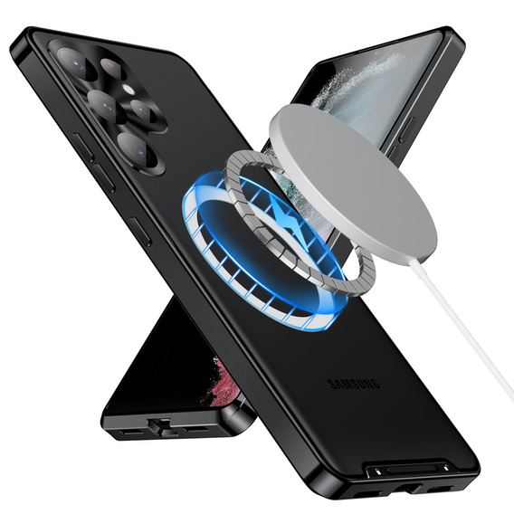 Kameravédő tok Samsung Galaxy S23 Ultra, CamShield MagSafe, átlátszó / fekete