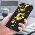 Pattintható tok a Oppo A17, Wallet, Butterflies arany