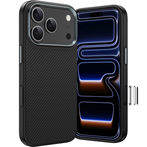 BENKS Kevlar Armor PRO Carbon Fiber 600D A070 tok MagSafe aktív gombbal iPhone 17 Pro Max készülékhez