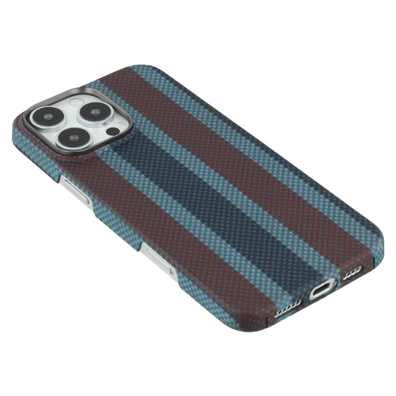 Tok IPhone 16 Pro, Aramid Fiber Slim Case, MagSafe, kék / piros