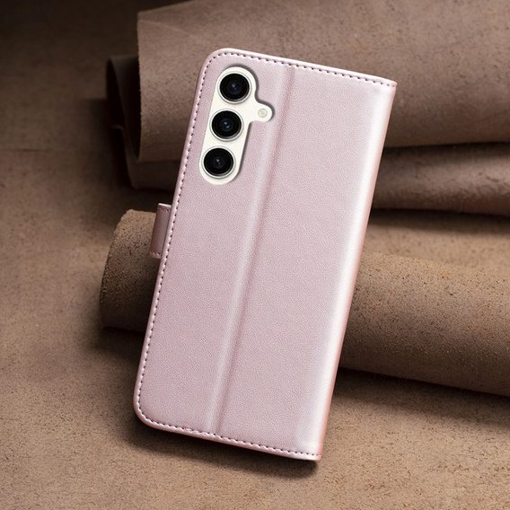 Pattintható tok a Samsung Galaxy S23 FE, BINFEN Wallet, rózsaszín rose gold + 9H üveg 