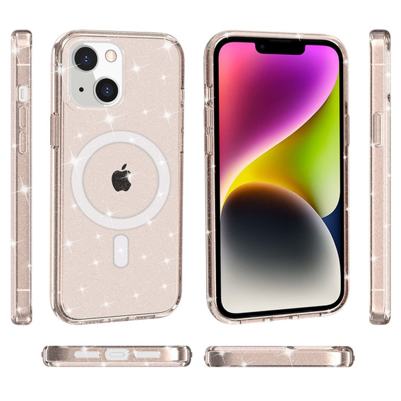 Tok iPhone 14 Plus, Glittery, MagSafe-hoz, arany