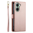 Pattintható tok a Xiaomi Poco X7 Pro 5G, Wallet Zipper Pocket, rózsaszín
