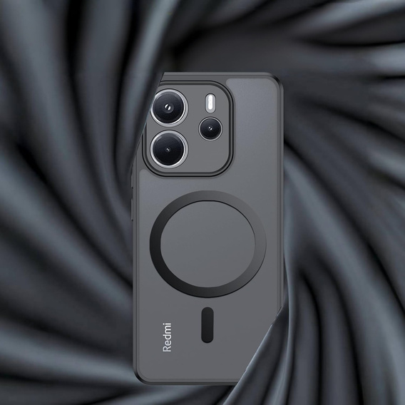 Tok Xiaomi Redmi Note 14 4G-hoz, MagSafe, ERBORD Matt Case, fekete + képernyőüveg