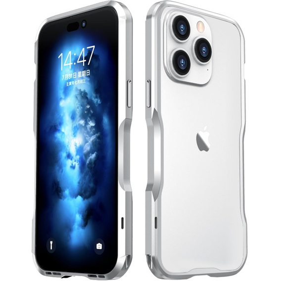 Teletok LUPHIE iPhone 14 Pro Max-hoz, Armor Bumper, ezüst