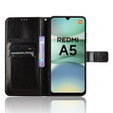 Pattintható tok a Xiaomi Redmi A5, Crazy Horse Wallet, fekete