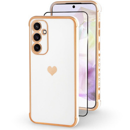 tok Samsung Galaxy A35 5G, Electro heart, fehér + Full Glue Kerámiaüveg