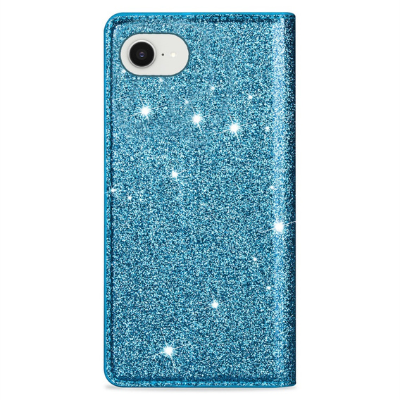 A flip tok iPhone 16E, Card Slot Glittery, kék