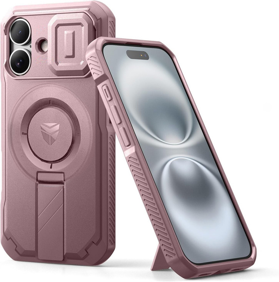 Páncélozott tok iPhone 16 készülékhez, Dexnor CamProtect MagSafe, rózsaszín