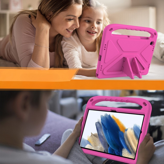 Gyermek tok Samsung Galaxy Tab A9+, Gyermek tok fogantyúval, rózsaszín