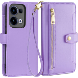 Pattintható tok a Oppo Reno 13, Wallet Zipper Pocket, lila