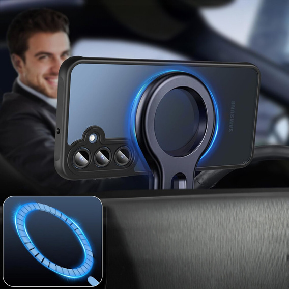 Tok Samsung Galaxy A16-hoz, MagSafe, ERBORD Matt Case, fekete + képernyőüveg