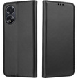 Pattintható tok a Oppo A18 4G / A38 4G, Smart Magnetic, fekete + 9H üveg 