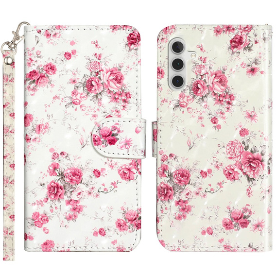 Pattintható tok a Samsung Galaxy A35 5G, Wallet, Roses fehér