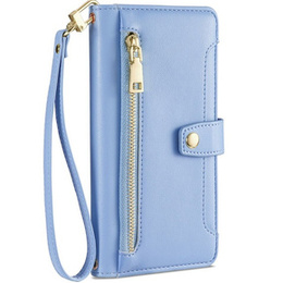 Pattintható tok a Samsung Galaxy A54 5G, Wallet Zipper Pocket, kék