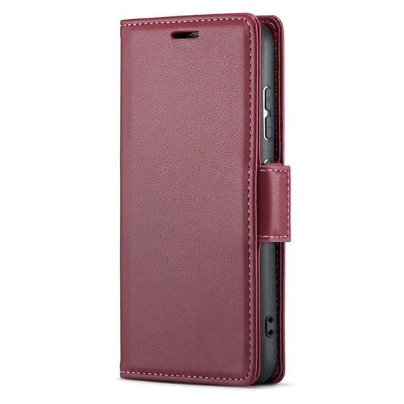 Tok Realme 14 Pro+ 5G, ERBORD Glossy Litchi, pénztárca patenttal, piros