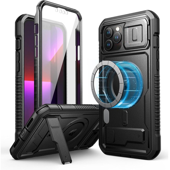 Páncélozott tok iPhone 13 Pro Max készülékhez, Dexnor CamProtect MagSafe, fekete